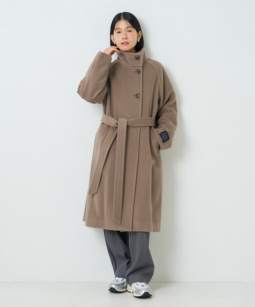 FREAK'S STORE(フリークスストア)の「ウールハイネックロングコート(ステンカラーコート・レディース・ブラック/グレー/モカ・SMALL/MEDIUM)」の15枚目の写真