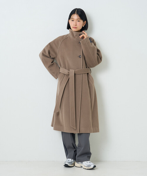 FREAK'S STORE(フリークスストア)の「ウールハイネックロングコート(ステンカラーコート・レディース・ブラック/グレー/モカ・SMALL/MEDIUM)」の17枚目の写真