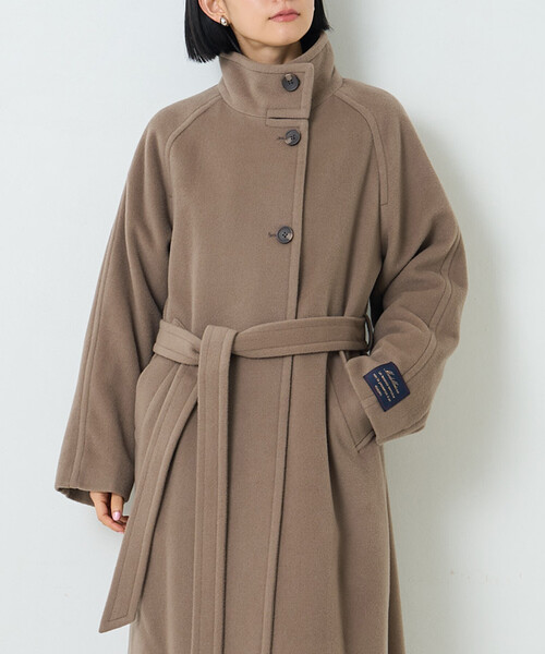 FREAK'S STORE(フリークスストア)の「ウールハイネックロングコート(ステンカラーコート・レディース・ブラック/グレー/モカ・SMALL/MEDIUM)」の18枚目の写真