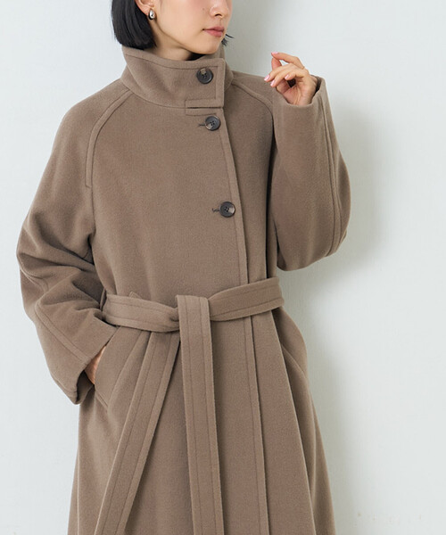 FREAK'S STORE(フリークスストア)の「ウールハイネックロングコート(ステンカラーコート・レディース・ブラック/グレー/モカ・SMALL/MEDIUM)」の19枚目の写真