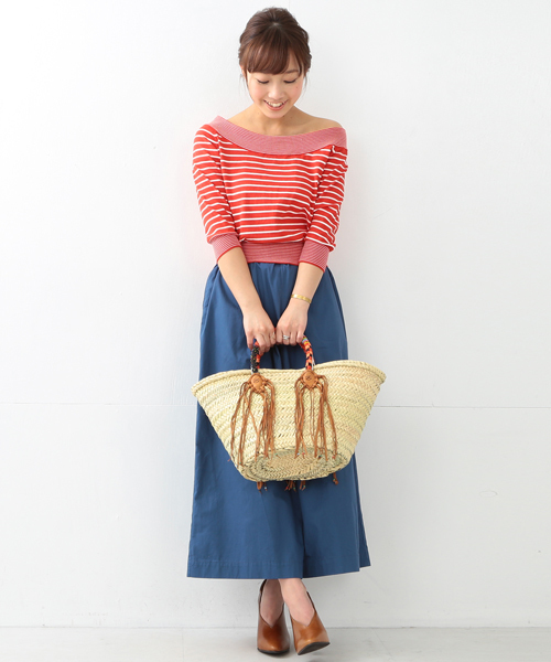 Ray BEAMS（レイビームス）の「Ray BEAMS / ボーダーオフショルダー（Tシャツ/カットソー・レディース・ホワイト/ブラック/レッド・ONE SIZE）」の19枚目の写真