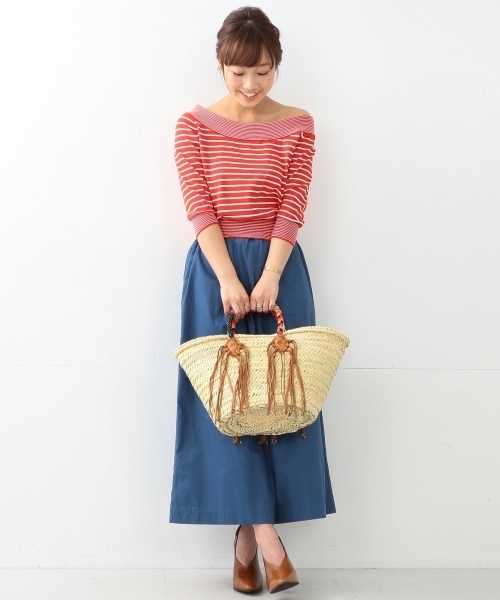 Ray BEAMS（レイビームス）の「Ray BEAMS / ボーダーオフショルダー（Tシャツ/カットソー・レディース・ホワイト/ブラック/レッド・ONE SIZE）」の7枚目の写真