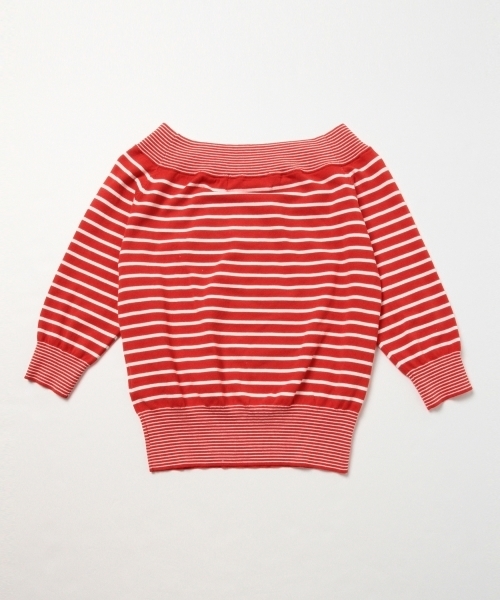 Ray BEAMS（レイビームス）の「Ray BEAMS / ボーダーオフショルダー（Tシャツ/カットソー・レディース・ホワイト/ブラック/レッド・ONE SIZE）」の22枚目の写真