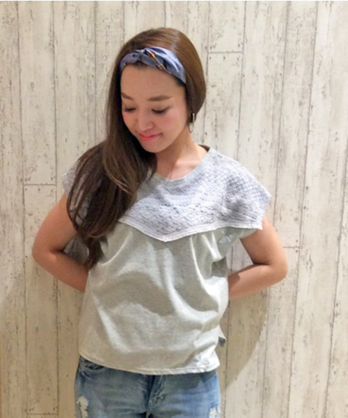 VENCEEXCHANGE（ヴァンスエクスチェンジ）の「レースフリンジT             （Tシャツ/カットソー・レディース・ネイビー/オフホワイト/グレー・MEDIUM）」の3枚目の写真