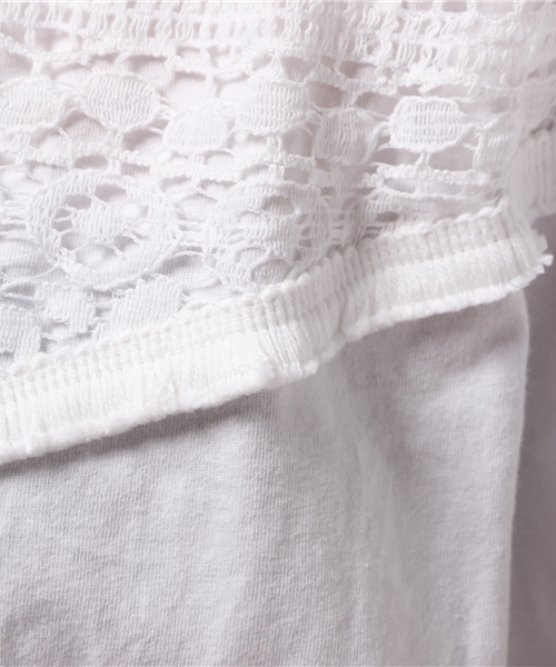 VENCEEXCHANGE（ヴァンスエクスチェンジ）の「レースフリンジT             （Tシャツ/カットソー・レディース・ネイビー/オフホワイト/グレー・MEDIUM）」の10枚目の写真