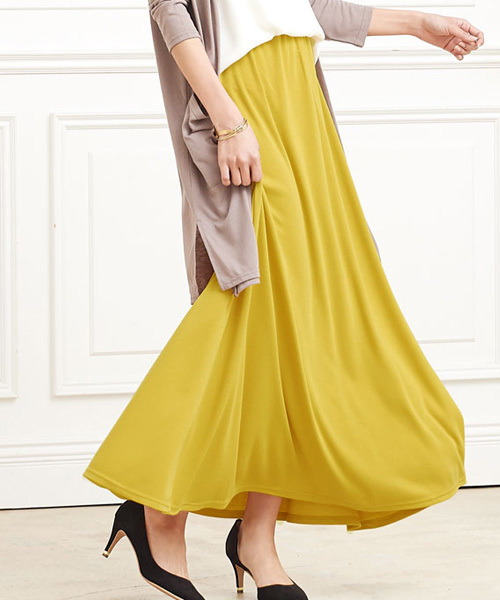 Pierrot（ピエロ）の「無地マキシスカート ロング丈（スカート・レディース・ブラック/ブルー系その他2/カーキオリーブ/杢グレー/グリーン系その他/ネイビー/ブルー系その他/オレンジ/サンドベージュ/ライトブルーグレー/ピンクベージュ/ブルー/レッド系その他/マスタード/イエロー系その他/ピンク系その他/ブラウン系その他/グリーン系その他2/パープル系その他/ベージュ・L/M）」の16枚目の写真