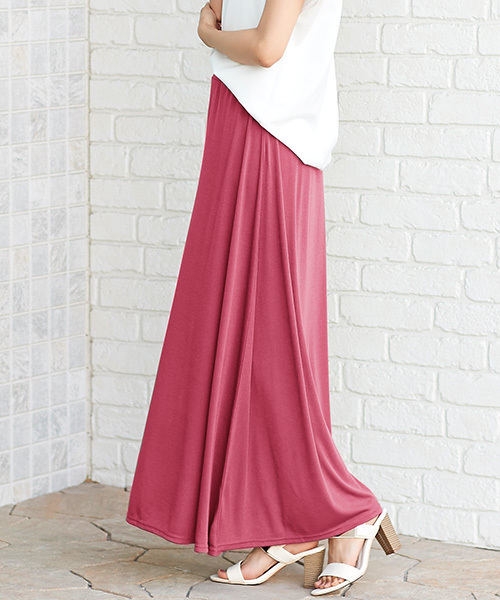 Pierrot（ピエロ）の「無地マキシスカート ロング丈（スカート・レディース・ブラック/ブルー系その他2/カーキオリーブ/杢グレー/グリーン系その他/ネイビー/ブルー系その他/オレンジ/サンドベージュ/ライトブルーグレー/ピンクベージュ/ブルー/レッド系その他/マスタード/イエロー系その他/ピンク系その他/ブラウン系その他/グリーン系その他2/パープル系その他/ベージュ・L/M）」の18枚目の写真