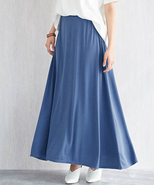 Pierrot（ピエロ）の「無地マキシスカート ロング丈（スカート・レディース・ブラック/ブルー系その他2/カーキオリーブ/杢グレー/グリーン系その他/ネイビー/ブルー系その他/オレンジ/サンドベージュ/ライトブルーグレー/ピンクベージュ/ブルー/レッド系その他/マスタード/イエロー系その他/ピンク系その他/ブラウン系その他/グリーン系その他2/パープル系その他/ベージュ・L/M）」の13枚目の写真