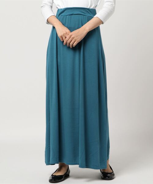 Pierrot（ピエロ）の「無地マキシスカート ロング丈（スカート・レディース・ブラック/ブルー系その他2/カーキオリーブ/杢グレー/グリーン系その他/ネイビー/ブルー系その他/オレンジ/サンドベージュ/ライトブルーグレー/ピンクベージュ/ブルー/レッド系その他/マスタード/イエロー系その他/ピンク系その他/ブラウン系その他/グリーン系その他2/パープル系その他/ベージュ・L/M）」の9枚目の写真