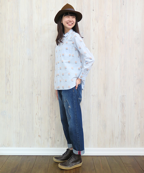 Ne-net（ネネット）の「S フォックスジャガード（シャツ/ブラウス・レディース・ライトブルー/ホワイト・02/03）」の4枚目の写真