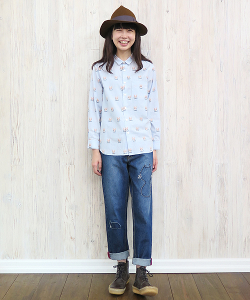 Ne-net（ネネット）の「S フォックスジャガード（シャツ/ブラウス・レディース・ライトブルー/ホワイト・02/03）」の5枚目の写真