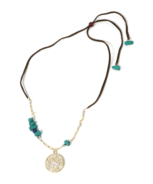 チャイハネ（チャイハネ）の「【チャイハネ】ストーンクラッシュネックレス（ネックレス・レディース・ターコイズブルー/ホワイト・FREE）」の3枚目の写真