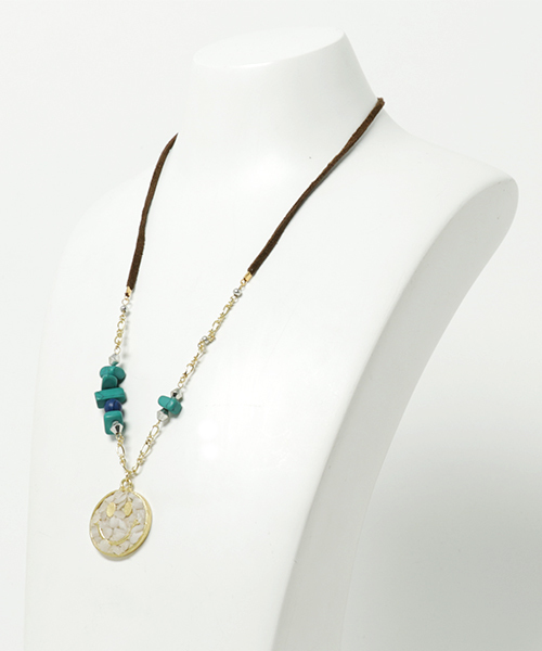 チャイハネ（チャイハネ）の「【チャイハネ】ストーンクラッシュネックレス（ネックレス・レディース・ターコイズブルー/ホワイト・FREE）」の6枚目の写真