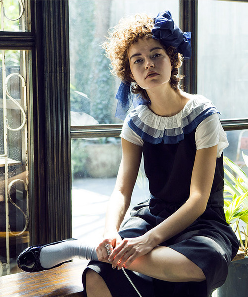 merlot plus(メルロープリュス)の「グラデティアードピエロ襟ブラウス2935(シャツ/ブラウス・レディース・ブルー/オレンジ・FREE)」の1枚目の写真