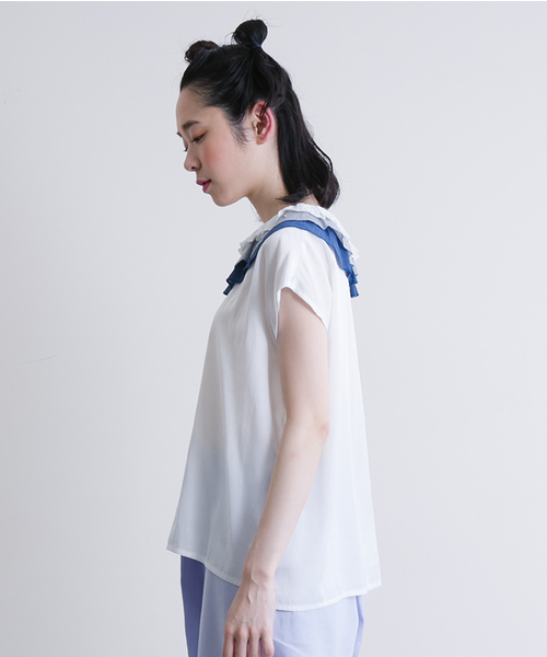 merlot plus(メルロープリュス)の「グラデティアードピエロ襟ブラウス2935(シャツ/ブラウス・レディース・ブルー/オレンジ・FREE)」の22枚目の写真