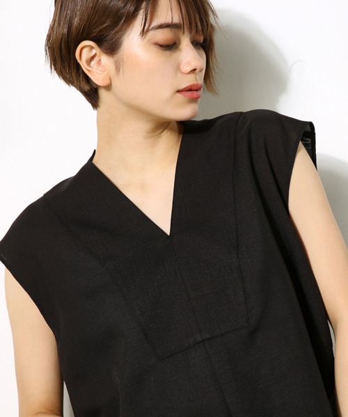 AZUL by moussy（アズールバイマウジー）の「ノースリスキッパーシャツ（シャツ/ブラウス・レディース・ブラウン系その他/オフホワイト/ブラック/ホワイト系その他・MEDIUM/SMALL/LARGE）」の3枚目の写真