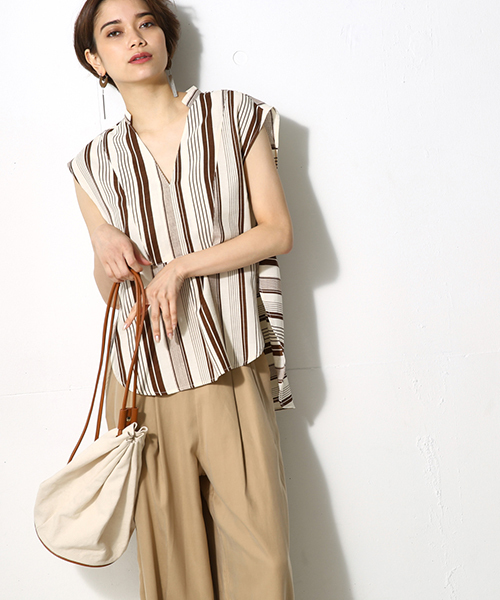 AZUL by moussy（アズールバイマウジー）の「ノースリスキッパーシャツ（シャツ/ブラウス・レディース・ブラウン系その他/オフホワイト/ブラック/ホワイト系その他・MEDIUM/SMALL/LARGE）」の18枚目の写真