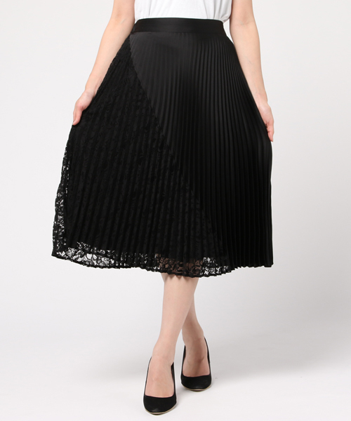 NINE（ナイン）の「レースコンビプリーツスカート（スカート・レディース・ブラック/グレー・1/0）」の10枚目の写真