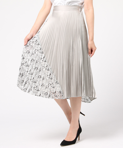 NINE（ナイン）の「レースコンビプリーツスカート（スカート・レディース・ブラック/グレー・1/0）」の11枚目の写真