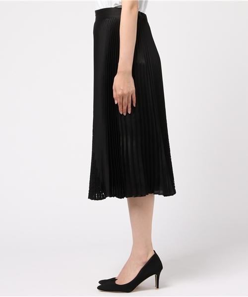 NINE（ナイン）の「レースコンビプリーツスカート（スカート・レディース・ブラック/グレー・1/0）」の4枚目の写真