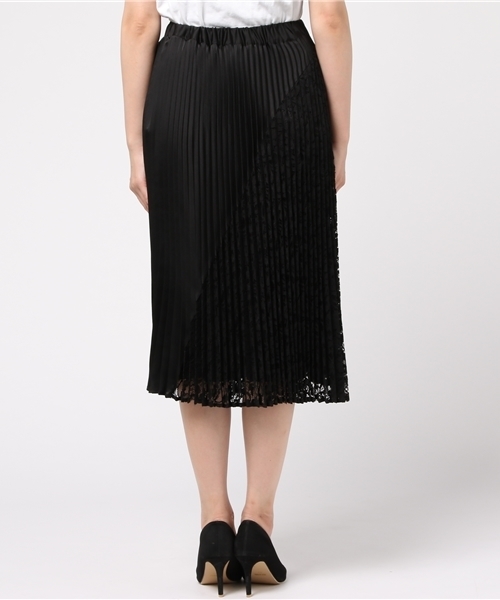 NINE（ナイン）の「レースコンビプリーツスカート（スカート・レディース・ブラック/グレー・1/0）」の5枚目の写真