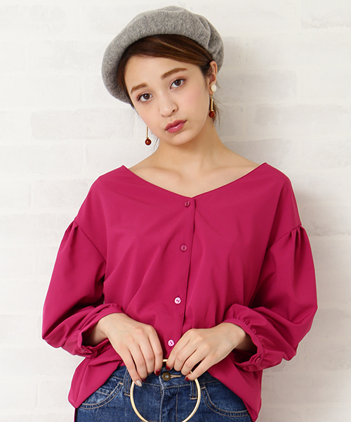 N.(N. Natural Beauty Basic)(エヌエヌナチュラルビューティーベーシック)の「バックギャザータックスリーブブラウス(シャツ/ブラウス・レディース・ブラック/グレー/ピンク・MEDIUM)」の3枚目の写真