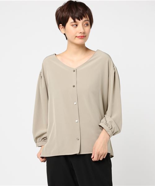 N.(N. Natural Beauty Basic)(エヌエヌナチュラルビューティーベーシック)の「バックギャザータックスリーブブラウス(シャツ/ブラウス・レディース・ブラック/グレー/ピンク・MEDIUM)」の8枚目の写真