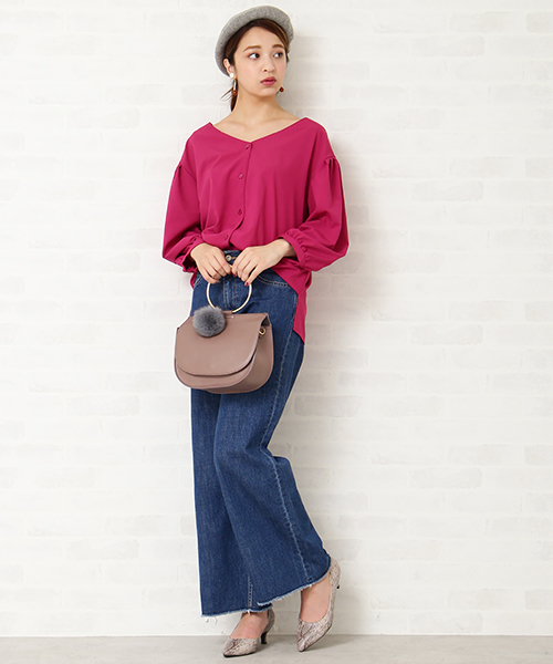 N.(N. Natural Beauty Basic)(エヌエヌナチュラルビューティーベーシック)の「バックギャザータックスリーブブラウス(シャツ/ブラウス・レディース・ブラック/グレー/ピンク・MEDIUM)」の15枚目の写真