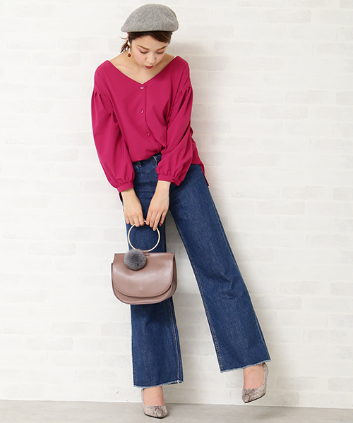 N.(N. Natural Beauty Basic)(エヌエヌナチュラルビューティーベーシック)の「バックギャザータックスリーブブラウス(シャツ/ブラウス・レディース・ブラック/グレー/ピンク・MEDIUM)」の16枚目の写真