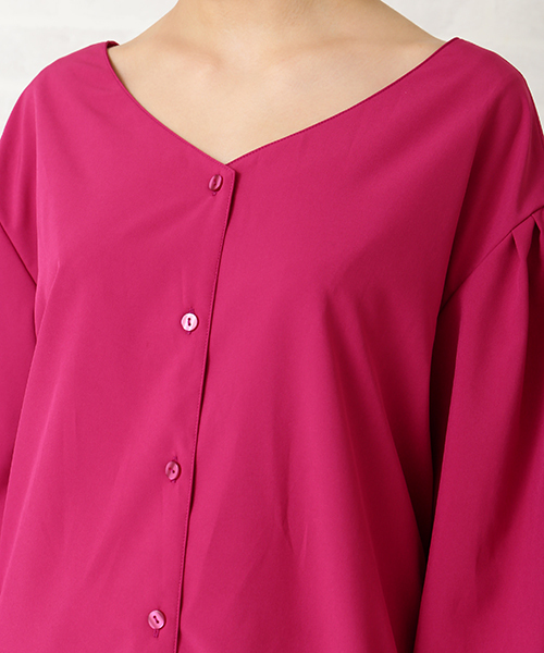 N.(N. Natural Beauty Basic)(エヌエヌナチュラルビューティーベーシック)の「バックギャザータックスリーブブラウス(シャツ/ブラウス・レディース・ブラック/グレー/ピンク・MEDIUM)」の20枚目の写真