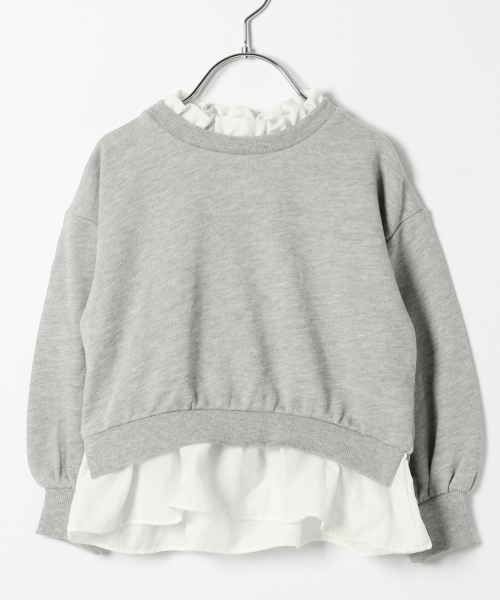 GLOBAL WORK(グローバルワーク)の「【キッズ】フリルネックカットプルオーバー/780656(Tシャツ/カットソー・キッズ・チャコールグレー/グレー・LARGE/X-LARGE/XX-LARGE/SMALL/MEDIUM)」の1枚目の写真