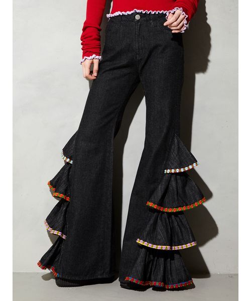 L楽天pameo Pose Flower Samba Pants デニム ジーンズ レディースl 9 900 Www Epmhv Quito Gob Ec