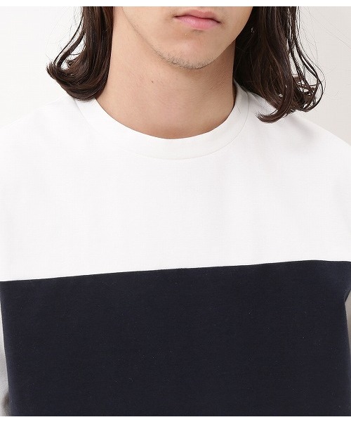 ADAM ET ROPE'（アダムエロペ）の「ポンチラインTシャツ（Tシャツ/カットソー・メンズ・ホワイト/キャメル/ネイビー・M/L）」の9枚目の写真