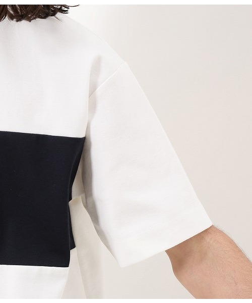 ADAM ET ROPE'（アダムエロペ）の「ポンチラインTシャツ（Tシャツ/カットソー・メンズ・ホワイト/キャメル/ネイビー・M/L）」の4枚目の写真