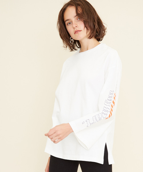 STUDIOUS（ステュディオス）の「【STUDIOUS】スリーブカットTEE（Tシャツ/カットソー・レディース・ネイビー/ホワイト・FREE）」の3枚目の写真