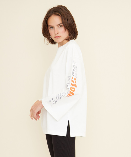 STUDIOUS（ステュディオス）の「【STUDIOUS】スリーブカットTEE（Tシャツ/カットソー・レディース・ネイビー/ホワイト・FREE）」の5枚目の写真