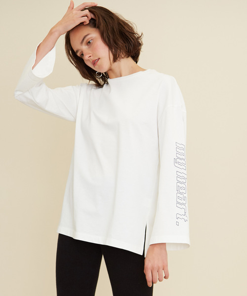 STUDIOUS（ステュディオス）の「【STUDIOUS】スリーブカットTEE（Tシャツ/カットソー・レディース・ネイビー/ホワイト・FREE）」の10枚目の写真