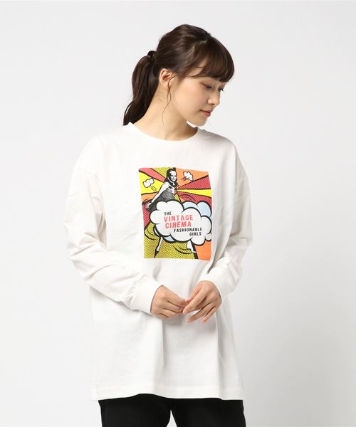 archives(アルシーヴ)の「プリントロングスリーブTシャツ(Tシャツ/カットソー・レディース・ホワイト/ブラック/オフホワイト/ミント・MEDIUM)」の1枚目の写真