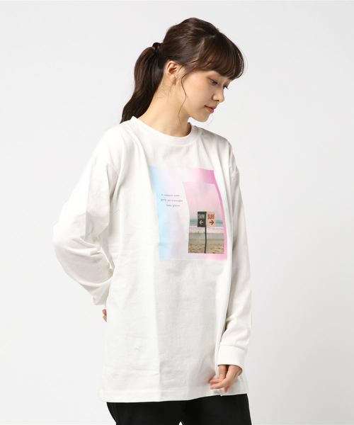 archives(アルシーヴ)の「プリントロングスリーブTシャツ(Tシャツ/カットソー・レディース・ホワイト/ブラック/オフホワイト/ミント・MEDIUM)」の2枚目の写真