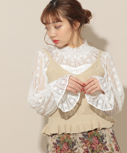apres jour（アプレジュール）の「ニットビスチェ×レースブラウスセット【ZOZOTOWN限定アイテム】（シャツ/ブラウス・レディース・ベージュ/サックスブルー/ライトブラウン/ラベンダー・フリー）」の13枚目の写真