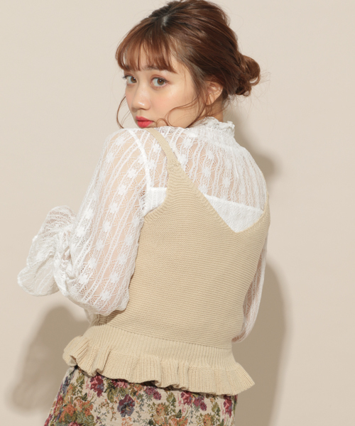 apres jour（アプレジュール）の「ニットビスチェ×レースブラウスセット【ZOZOTOWN限定アイテム】（シャツ/ブラウス・レディース・ベージュ/サックスブルー/ライトブラウン/ラベンダー・フリー）」の17枚目の写真