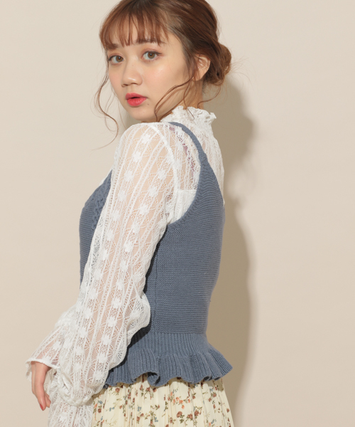 apres jour（アプレジュール）の「ニットビスチェ×レースブラウスセット【ZOZOTOWN限定アイテム】（シャツ/ブラウス・レディース・ベージュ/サックスブルー/ライトブラウン/ラベンダー・フリー）」の10枚目の写真