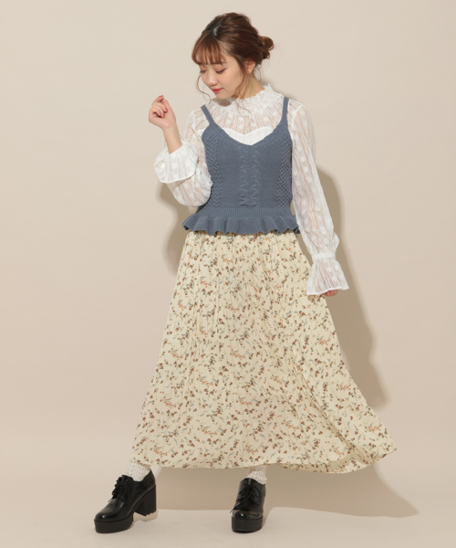 apres jour（アプレジュール）の「ニットビスチェ×レースブラウスセット【ZOZOTOWN限定アイテム】（シャツ/ブラウス・レディース・ベージュ/サックスブルー/ライトブラウン/ラベンダー・フリー）」の18枚目の写真