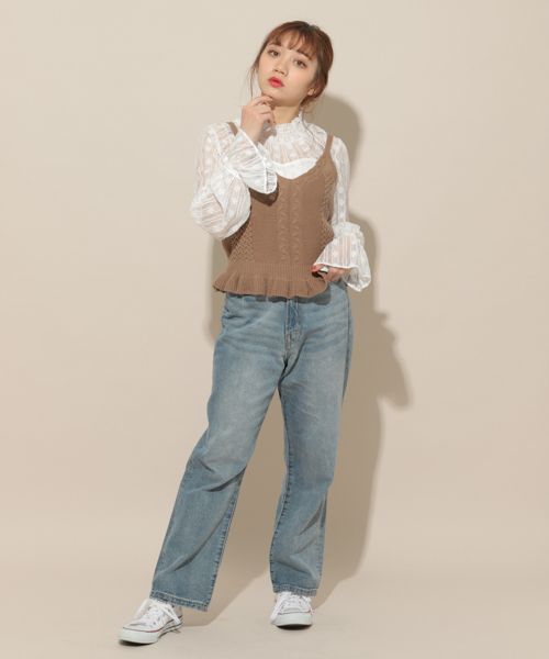 apres jour（アプレジュール）の「ニットビスチェ×レースブラウスセット【ZOZOTOWN限定アイテム】（シャツ/ブラウス・レディース・ベージュ/サックスブルー/ライトブラウン/ラベンダー・フリー）」の15枚目の写真