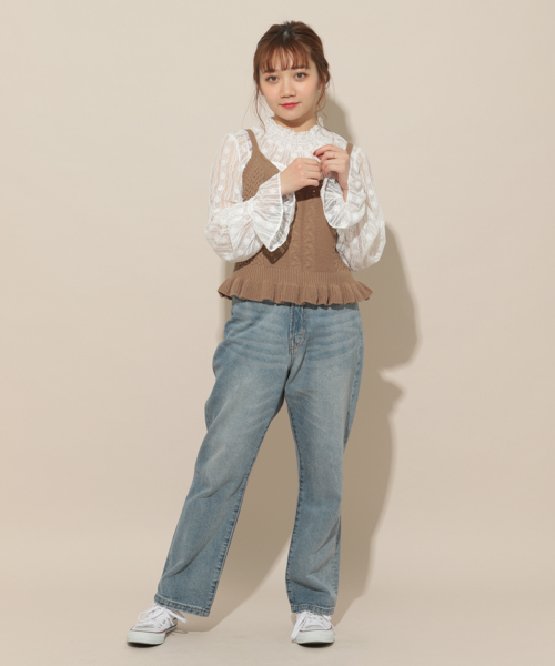 apres jour（アプレジュール）の「ニットビスチェ×レースブラウスセット【ZOZOTOWN限定アイテム】（シャツ/ブラウス・レディース・ベージュ/サックスブルー/ライトブラウン/ラベンダー・フリー）」の11枚目の写真