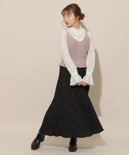 apres jour（アプレジュール）の「ニットビスチェ×レースブラウスセット【ZOZOTOWN限定アイテム】（シャツ/ブラウス・レディース・ベージュ/サックスブルー/ライトブラウン/ラベンダー・フリー）」の7枚目の写真