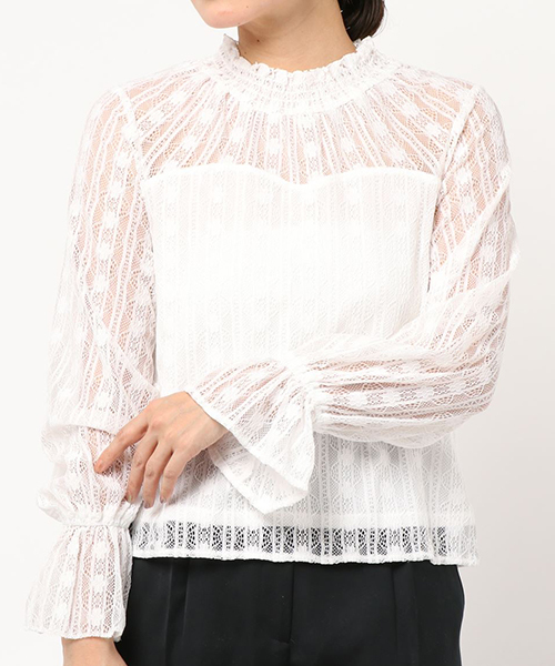 apres jour（アプレジュール）の「ニットビスチェ×レースブラウスセット【ZOZOTOWN限定アイテム】（シャツ/ブラウス・レディース・ベージュ/サックスブルー/ライトブラウン/ラベンダー・フリー）」の8枚目の写真