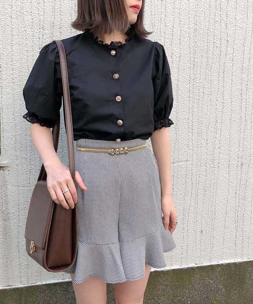 one after another NICE CLAUP（ワンアフターアナザーナイスクラップ）の「いろいろ釦ブラウス（シャツ/ブラウス・レディース・ブラック/オフホワイト/アイボリー/チェック/ライトベージュ・FREE）」の6枚目の写真