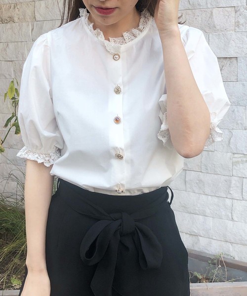 one after another NICE CLAUP（ワンアフターアナザーナイスクラップ）の「いろいろ釦ブラウス（シャツ/ブラウス・レディース・ブラック/オフホワイト/アイボリー/チェック/ライトベージュ・FREE）」の22枚目の写真