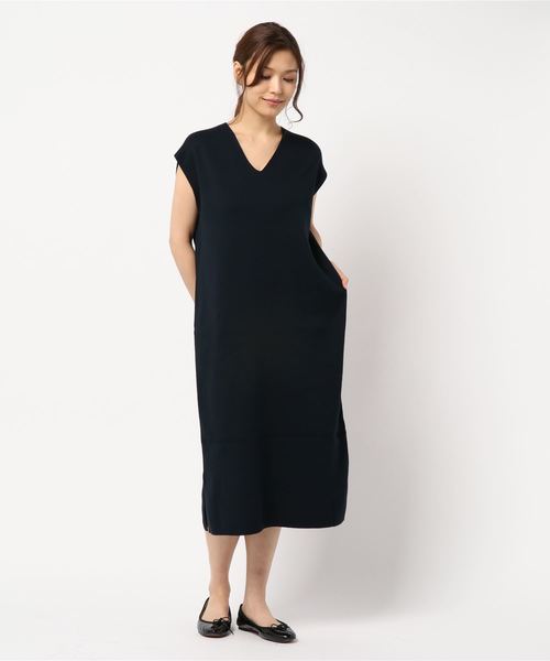 YECCA VECCA（イェッカヴェッカ）の「・オーガニックコットンニットワンピース ●（ワンピース・レディース・アイボリー/ネイビー/ラベンダー・FREE）」の6枚目の写真